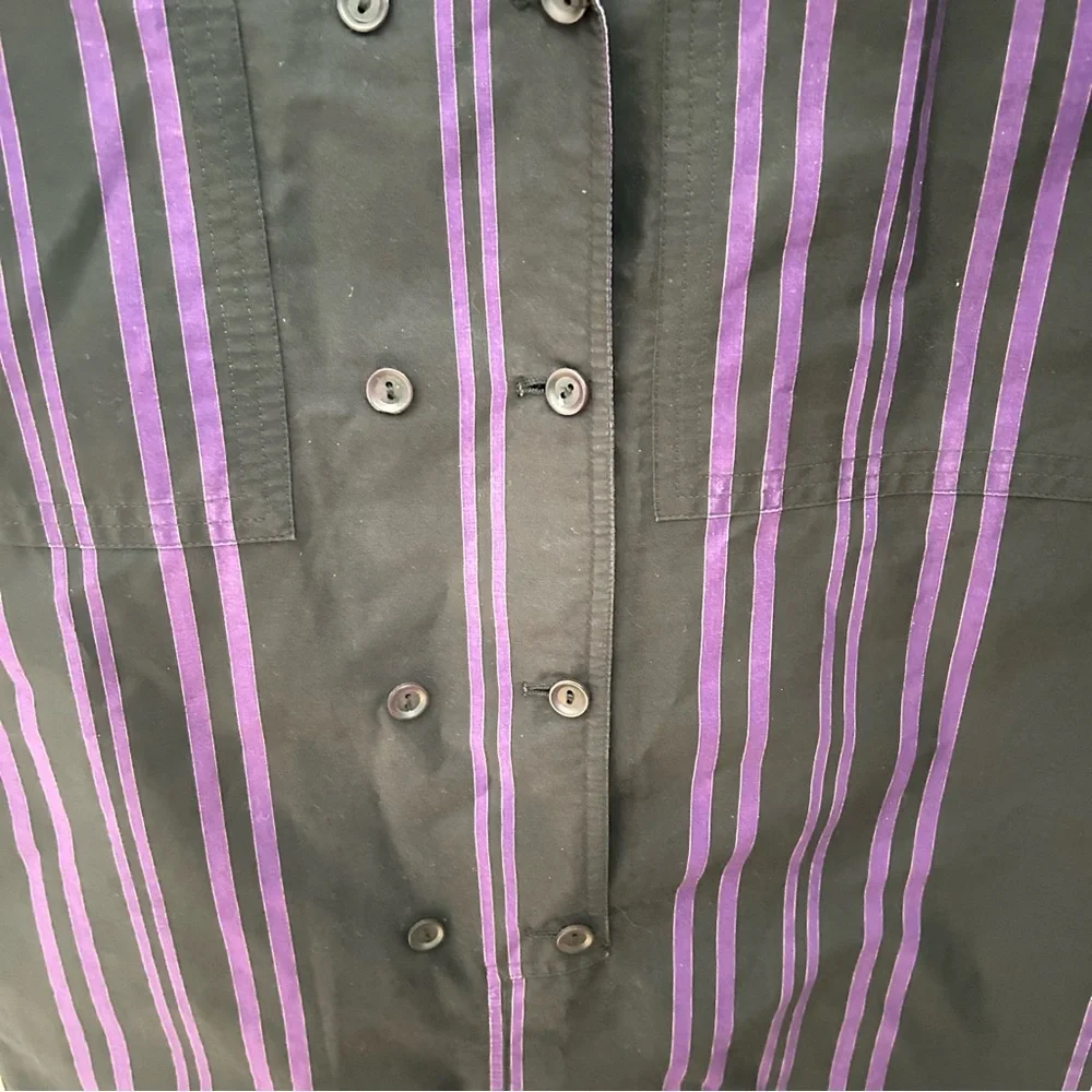 Gianni Versace Vintage Shirt Dress Purple Stripe XS Fit Made in Italy - Picture 5 of 10